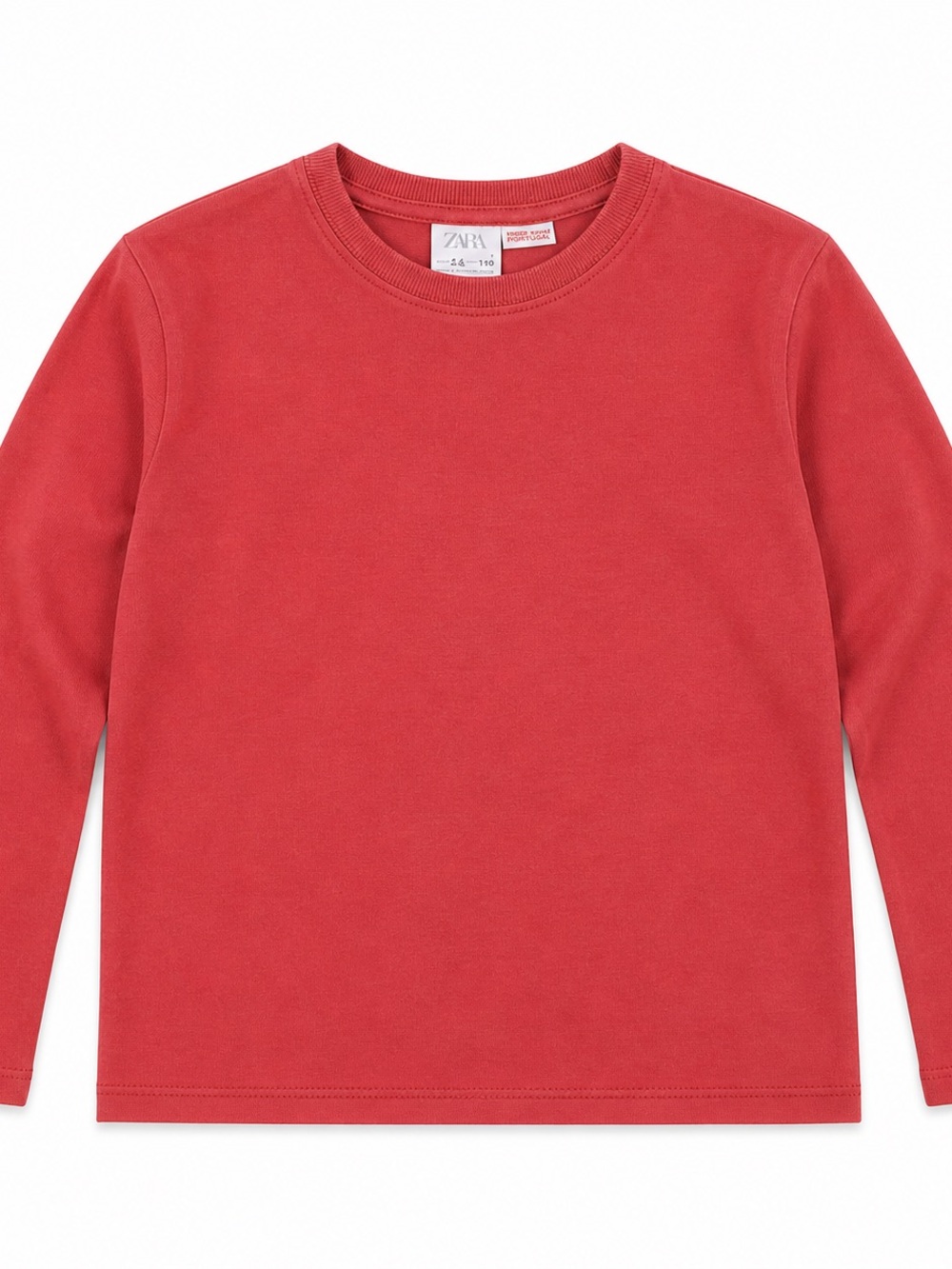 ZARA Kids Long-Sleeve Crewneck Top - Coral Red 4/5 years - Picture 1 of 4